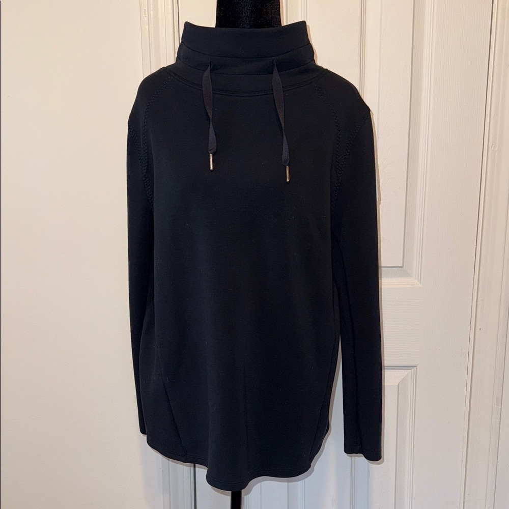 SPANX Black Athleisure Pullover Sweatshirt Women Small Funnel Neck Top - Picture 6 of 10
